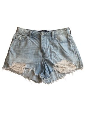 Hollister High Rise Mom Shorts 3” Distressed Light Wash Denim Cutoff Frayed Y2K